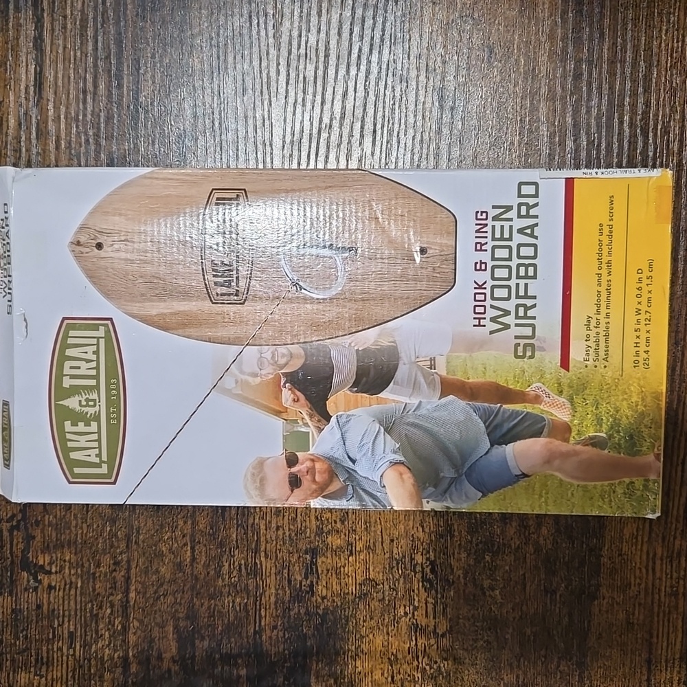 NWT Lake & trail Hook & Ring Wooden Surfboaed game